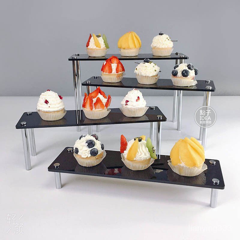 紙杯蛋糕展示架杯子蛋糕架金屬銀色婚慶甜品臺擺件佈置多層階梯