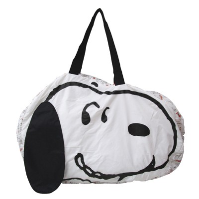 ♡松鼠日貨♡日本進口帶回 正版  snoopy 史努比 大臉 折疊 收納式 環保袋 手提包 旅行袋 行李袋