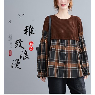 現貨大尺碼寬鬆上衣假二件超大尺碼寬鬆上衣A12-3