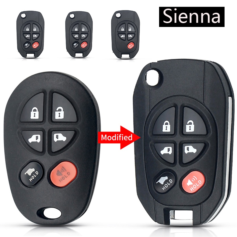 適用於 Toyota Highlander Sequoia Sienna Tacoma 升級改裝的翻蓋遙控鑰匙殼 Fob