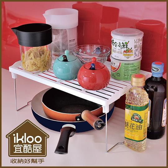 可超取~【ikloo】不鏽鋼可疊式萬用收納架 /調味罐架/碗盤置物架/可疊式收納架