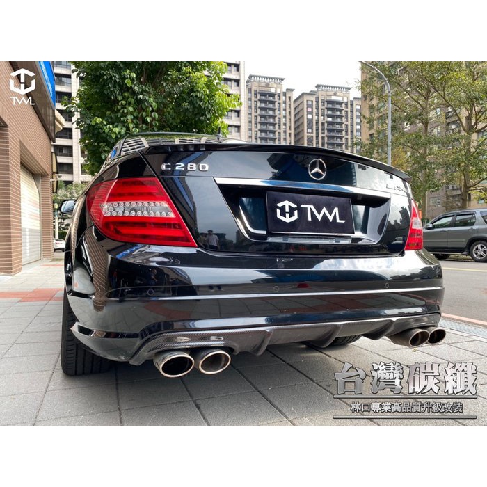 TWL台灣碳纖-賓士Benz-W204 12 13 14年C200 C250 C63 AMG款 2門2D 尾翼鴨尾 亮黑