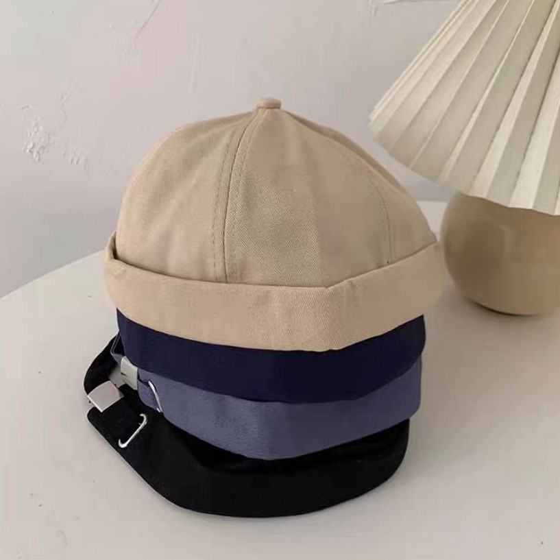 ⌛淺藍現貨⏳ 秋季 新款 百搭 純色 瓜皮帽 圓頂帽 帽子