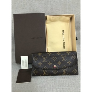 16❤LV M60697 Emilie法國製質佳紫紅豆豆經典老花原花扣式長夾信用卡夾鈔票夾拉鍊零錢袋正品真品附防塵袋紙盒