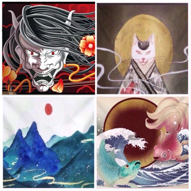 日本浮世繪系列掛布背景布掛毯家居裝飾桌布 蝦皮購物