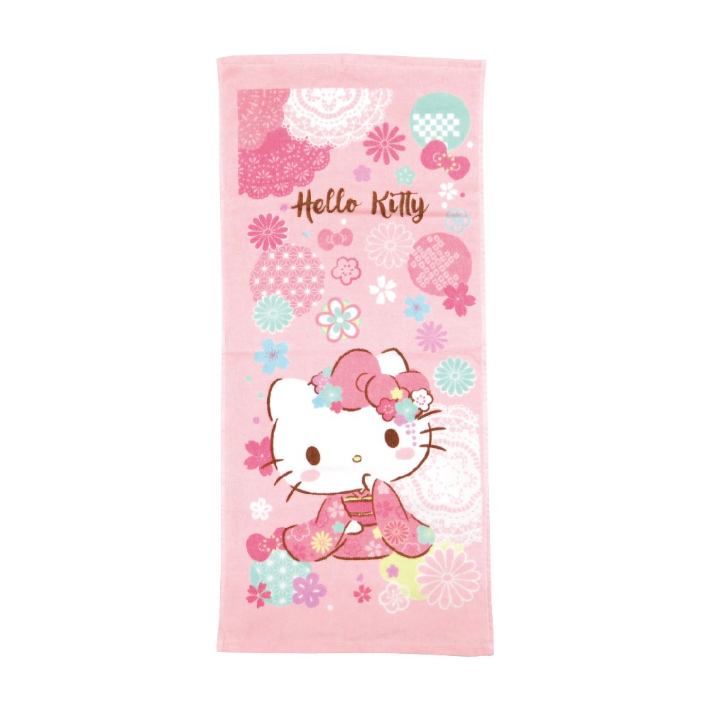 【Sanrio三麗鷗】凱蒂貓和風櫻花毛巾 100%棉 33x76cm
