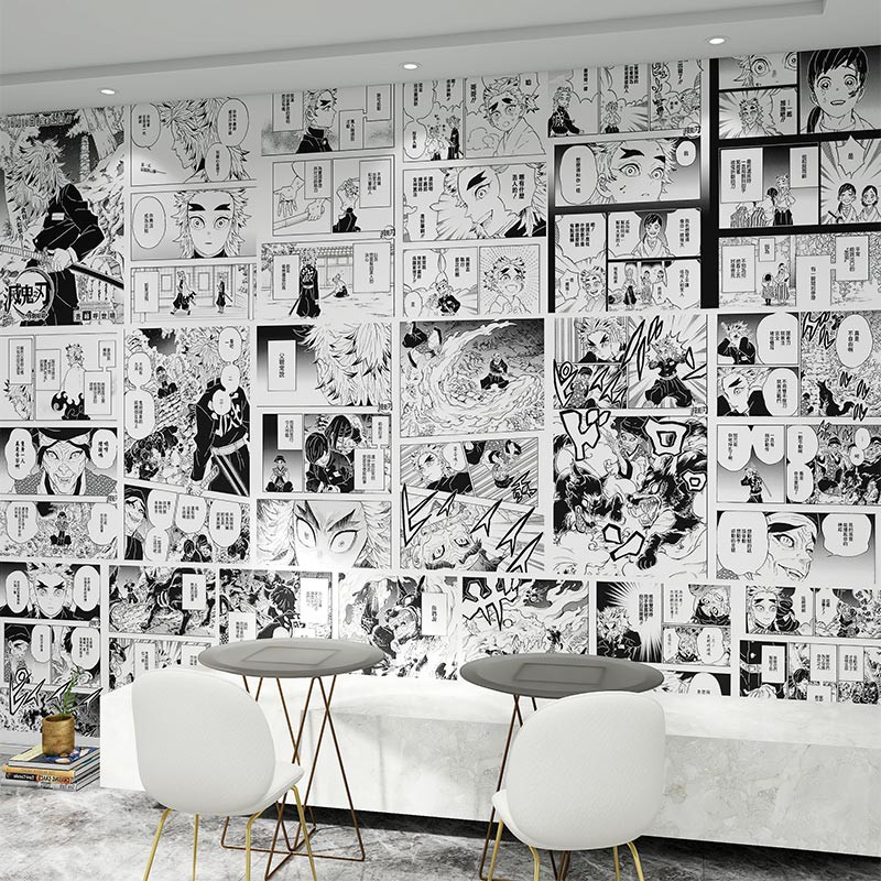 魷魚家卡通動漫鬼滅之刃墻紙大學生宿舍床頭背景墻布臥室裝修漫畫壁紙 台灣現貨出售 蝦皮購物