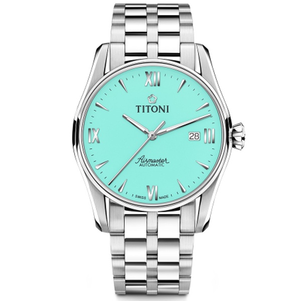 TITONI 瑞士梅花錶 83908 S-691 空中霸王系列 AIRMASTER機械腕錶/Tiffany綠面 40mm