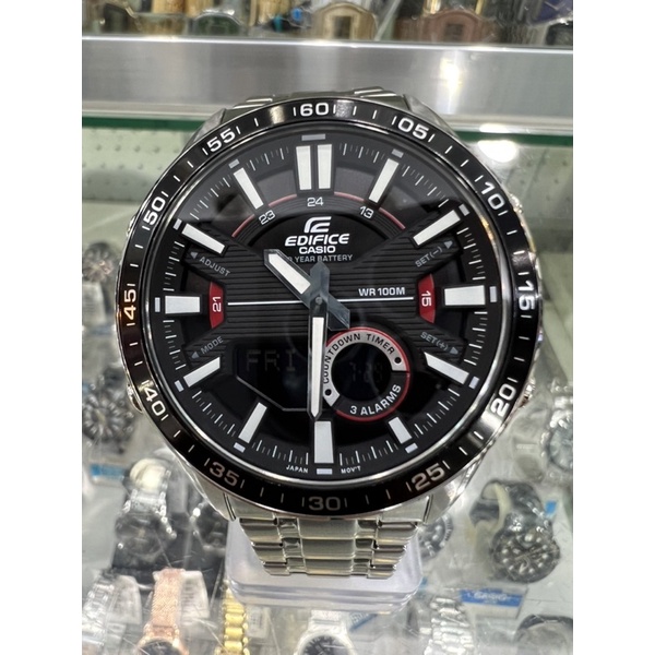 【金台鐘錶】CASIO卡西歐 EDIFICE 賽車錶 (雙顯) 10年電力 防水100米 EFV-C100D-1A