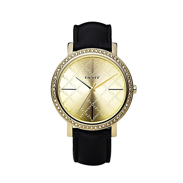 【DKNY】美式氣質典雅菱格時尚真皮腕錶-香檳金/NY4960/台灣總代理公司貨享二年保固