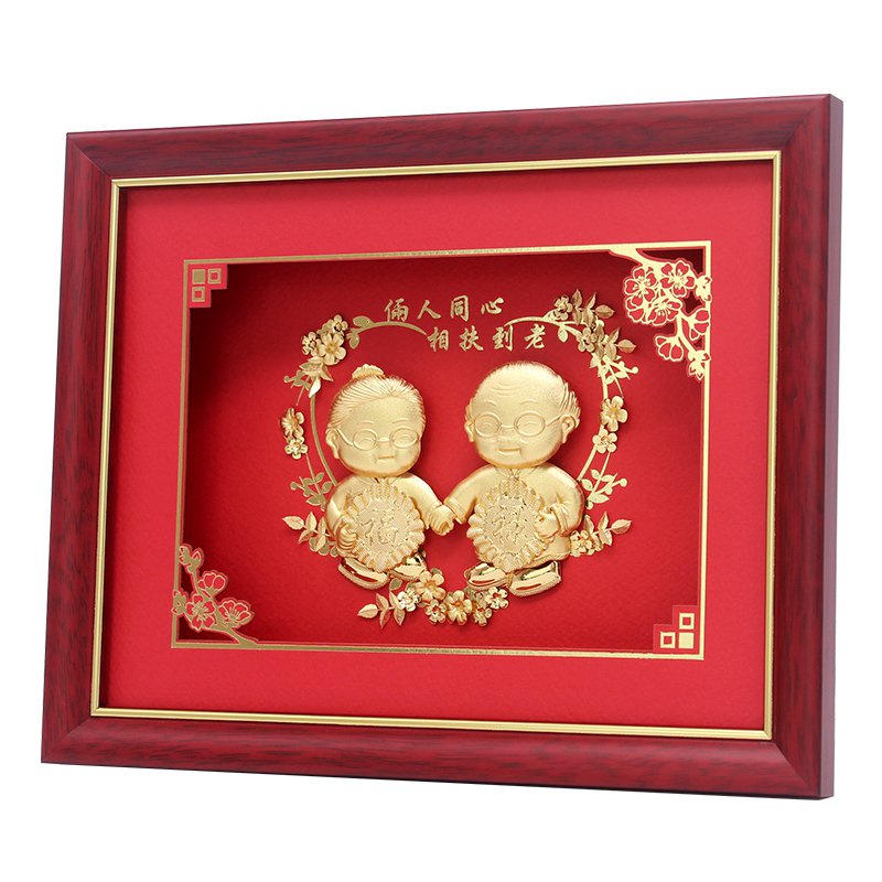 立體金箔畫 金婚結婚50周年結婚紀念日禮物送父母生日創意金箔畫白頭偕老擺件 蝦皮購物