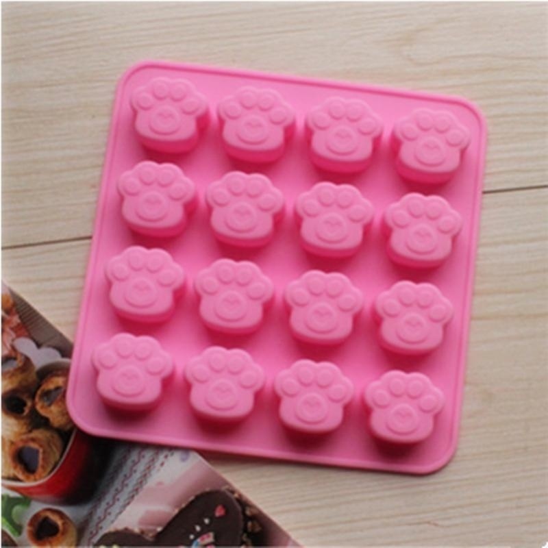 烘焙工具巧克力軟糖柔性矽膠蛋糕裝飾16貓爪模具肥皂模具