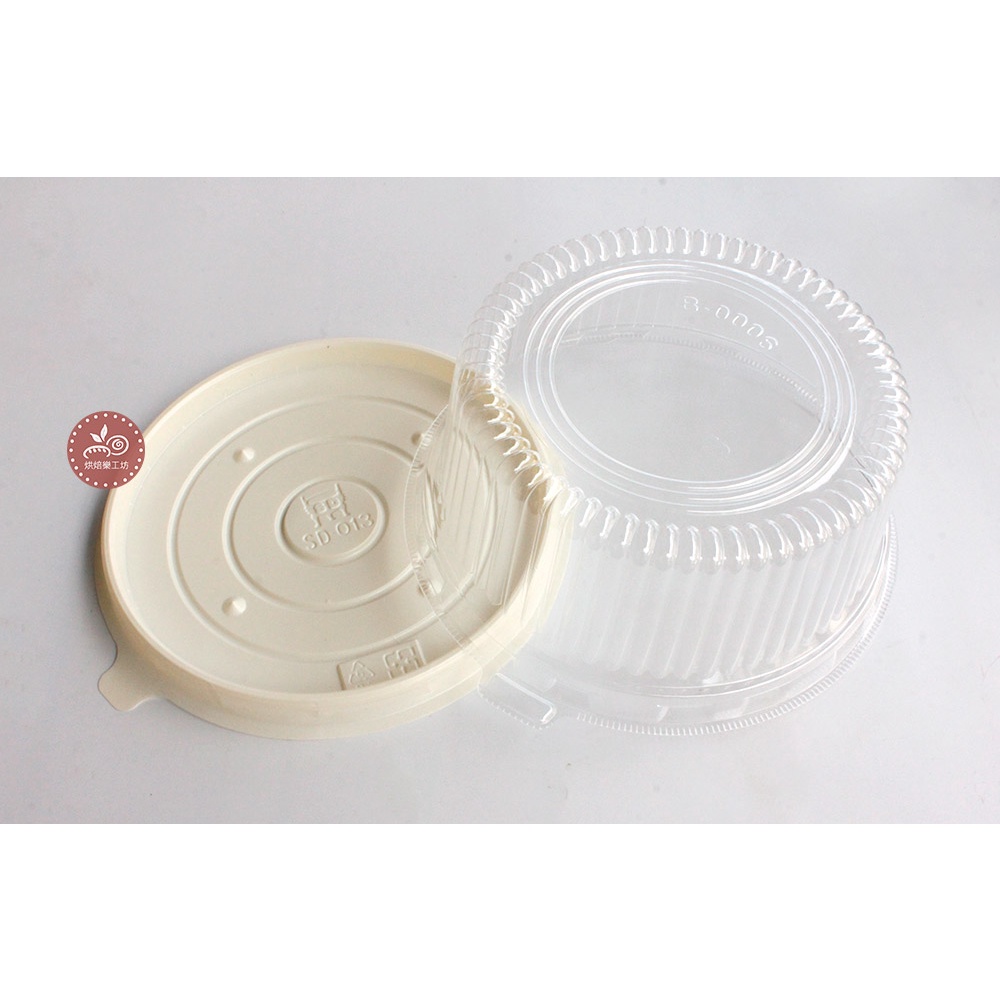 塑膠盒_嵌合式6吋圓蛋糕米白底/透明蓋_10入_SD-013