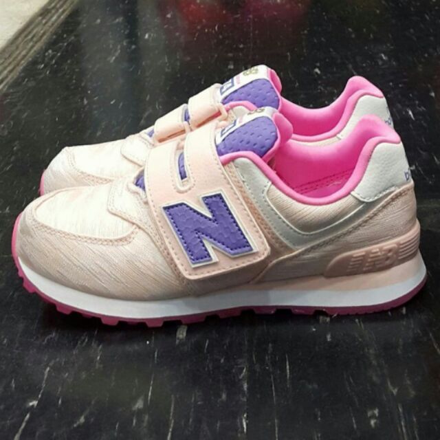 童鞋 new balance 574 nb KV574SOY 魔鬼氈 粉紅色 白色 紫色 帆布 女鞋最大23.5 小朋友