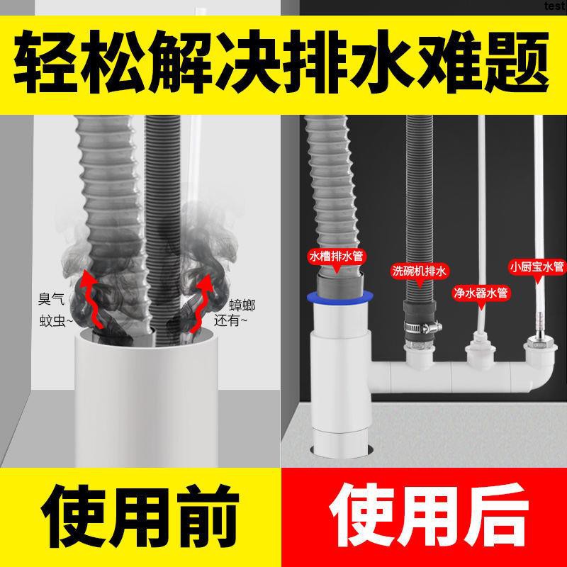 【熱銷】廚房水槽洗碗機凈水器下水管道小廚寶洗衣機排水管二合一接頭三通