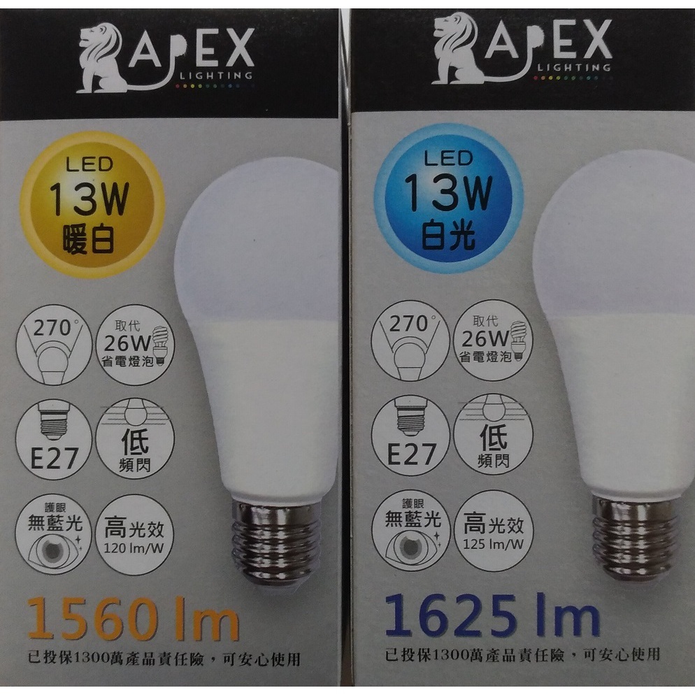【現貨附發票】APEX 艾沛斯 13W LED燈泡 1入