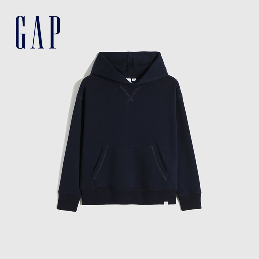 Gap 男童裝 亮色刷毛帽T-海軍藍(661668)