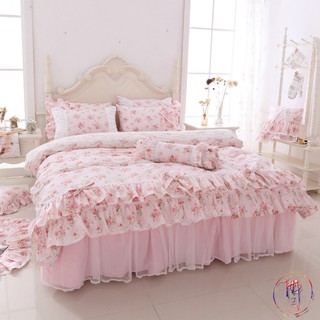 台灣賣家 訂製鋪棉兩用被 床罩組 公主床裙 床裙組 內含隱藏式床包 浪漫滿屋粉 蕾絲床罩 可訂製尺寸 碎花床罩 床裙