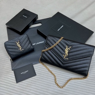 （售出）📢二手 常被秒殺的熱銷美炸女神包來了❤️YSL SAINT LAURENT WOC黑金牛皮魚子醬斜肩包大款 正品