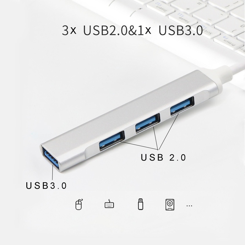 Kok 金屬 USB C HUB C 型轉 3x USB 2 0 + USB 3 0 4 端口適配器,適用於 PC 手機