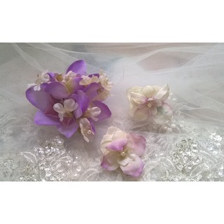 羅絲新娘飾品 <現貨>新娘頭花 花 森林系唯美手工新娘頭飾頭花海邊雞蛋花發夾~肉粉色3件組(紫色、粉色)