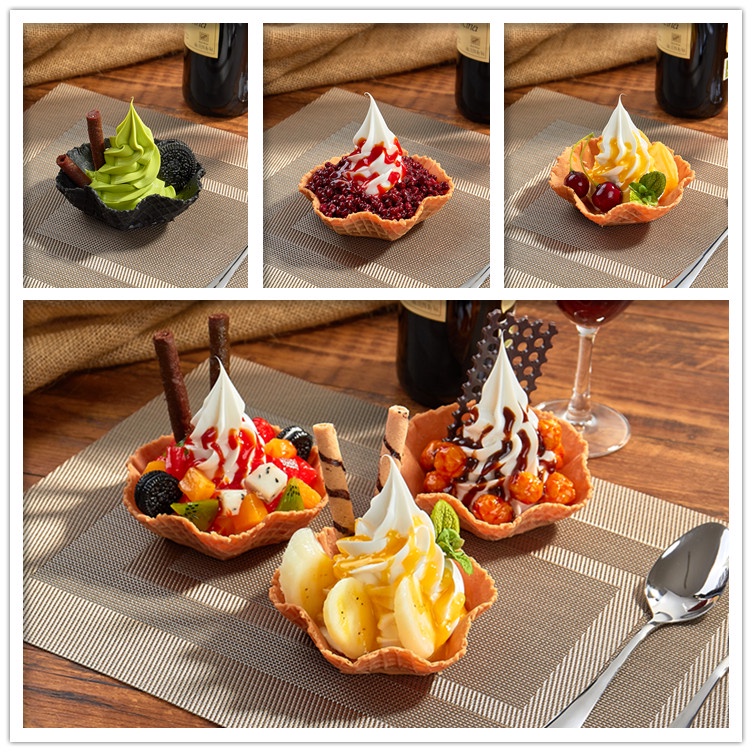 ☁☁包郵仿真花式蛋筒脆皮抹茶冰淇淋模型假甜品水果冰淇淋道具展示