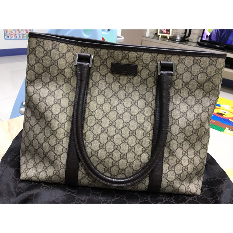 GUCCI 台灣專櫃正品 防刮防水皮革托特包