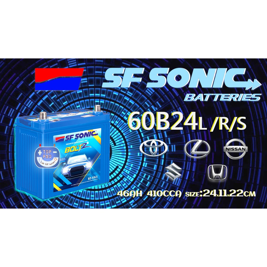 楊梅電池 SF SONIC 60B24L/R/S 藍霸 EXIDE大廠 超音速銀合金 本田豐田日產HONDATOYOTA