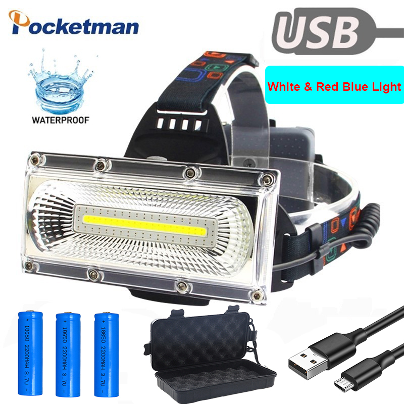 86000lm超亮防水COB LED維修燈大燈18650電池紅色白色藍色釣魚燈