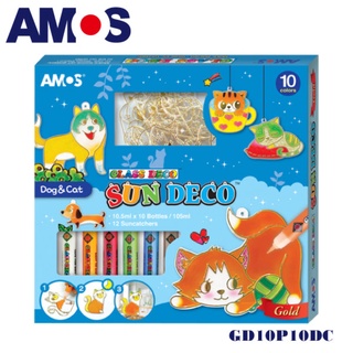 免運 韓國AMOS 10色小狗貓咪壓克力模型板DIY玻璃彩繪組 兒童玻璃彩繪 兒童玩具 繪畫玩具 (台灣總代理公司貨)