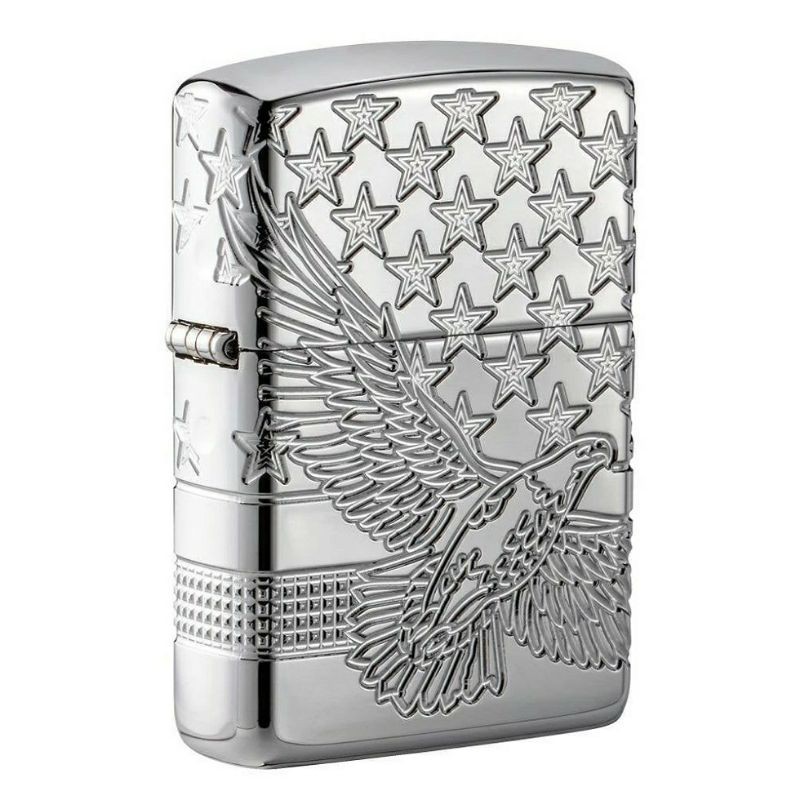 Zippo  美國製 防風 打火機 Armor High Polish 美國國旗與老鷹 49027