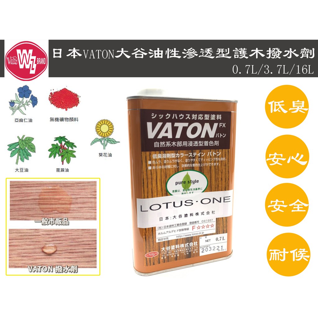 【台南丸豐工具】【日本VATON大谷油性滲透型護木撥水劑-室內外通用】【0.7L/3.7L/16L】