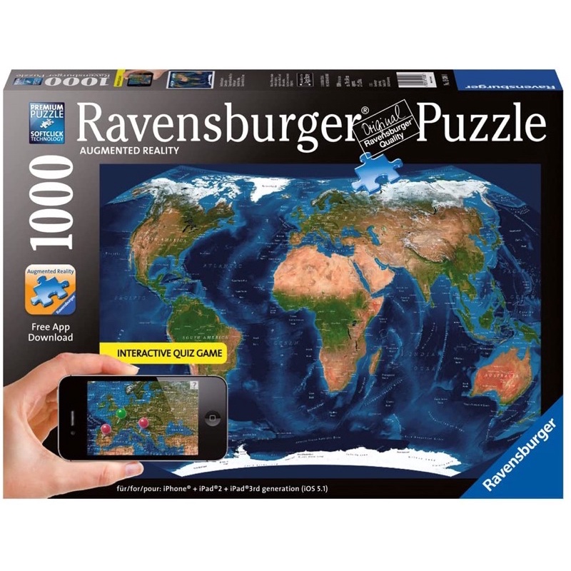 &lt;專屬拼圖屋&gt; 德國 Ravensburger 19308 世界地圖 真實 1000片 拼圖