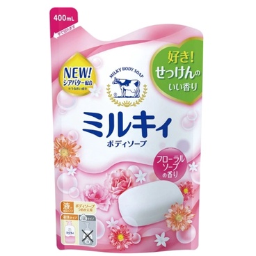 日本原裝進口 牛乳石鹼 牛乳精華沐浴乳補充包&lt;玫瑰花香&gt; 400ml