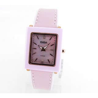 【 幸福媽咪 】網路購物、門市服務 BIBA 碧寶錶 藍寶石 陶瓷框 皮錶帶 石英女錶 粉色 B31PC022P