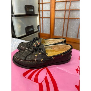 「 二手鞋 」 SPERRY 女版皮革帆船鞋 7號（黑）鐵2-2