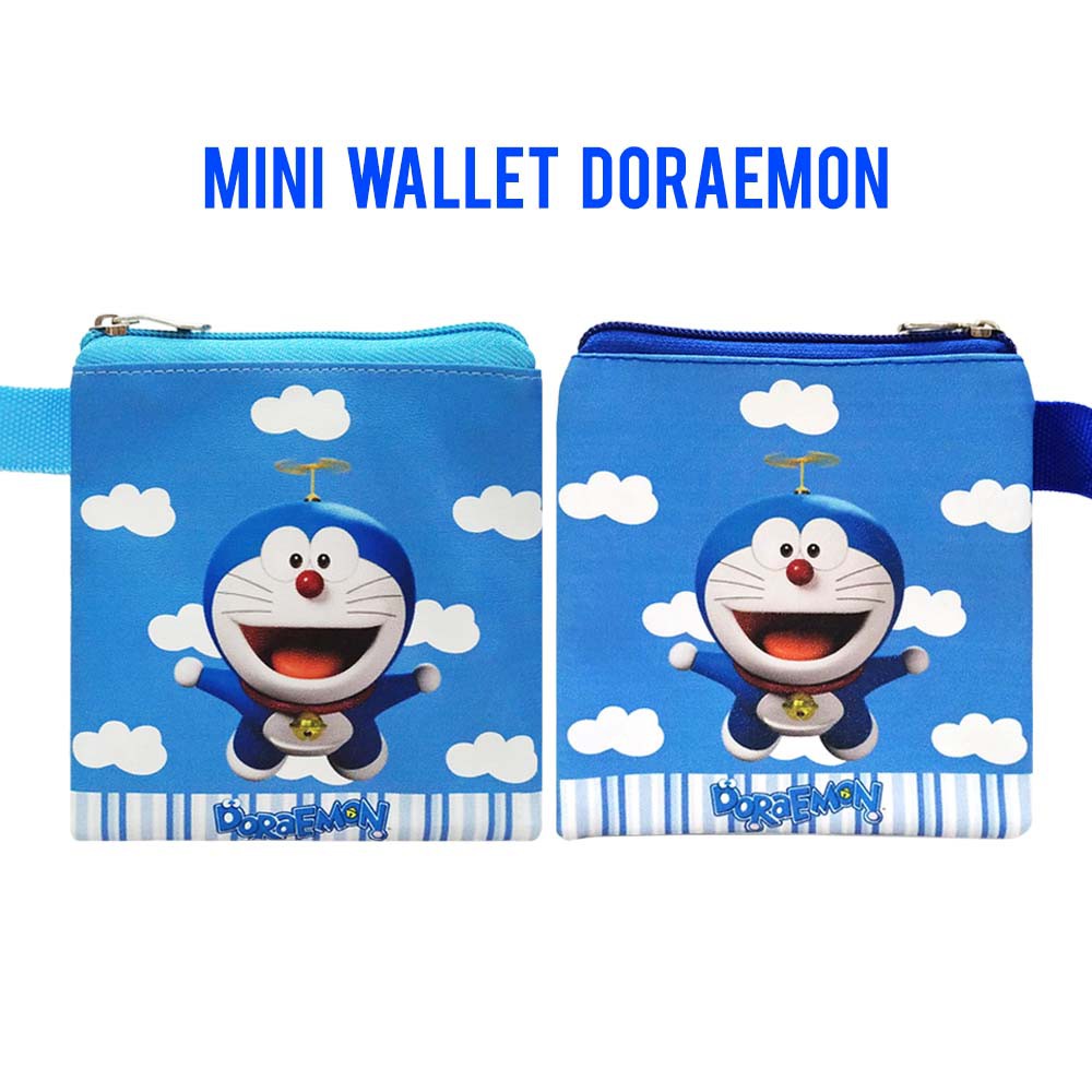 哆啦夢 迷你錢包哆啦a夢淺藍色零錢包迷你人物錢包優質錢包