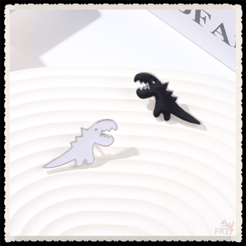 黑白恐龍 - 復古侏羅紀胸針 1 件塗鴉琺瑯背包鈕扣別針徽章