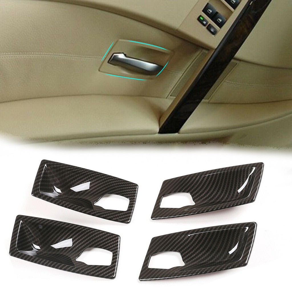 4件組 碳纖紋 ABS 內門碗 車門門碗裝飾框 車內裝飾 適用 04-07 E60 530i M5