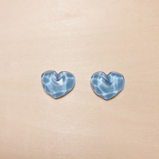 【E1905】復古藍水波愛心耳環