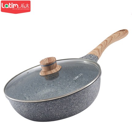 義大利麥飯石不粘鍋炒鍋家用平底鍋煎鍋炒菜鍋具電磁爐燃氣灶適用麥飯石健康不粘 煎炒兩用 蝦皮購物