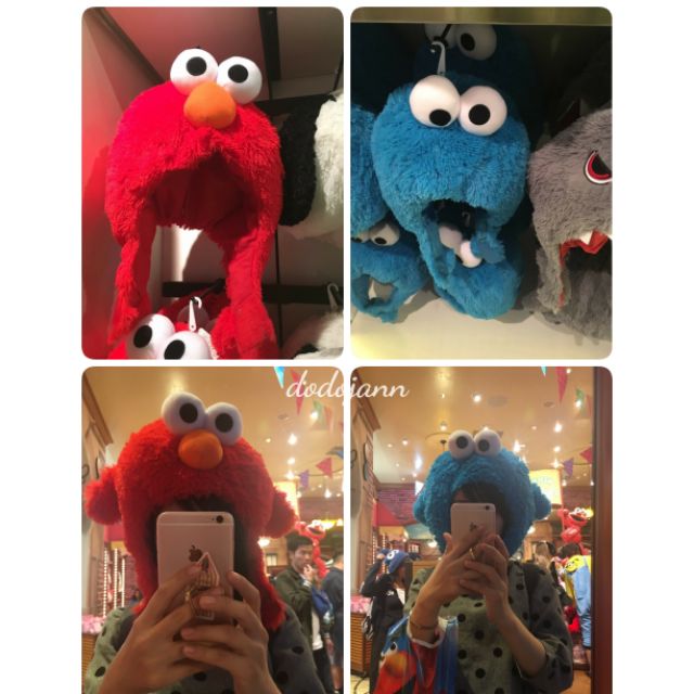 日本環球影城冬季限定 芝麻街elmo、餅乾怪獸、大白鯊、恐龍毛帽