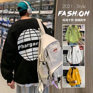 【宅男屋】秋季新款 薄款圓領套頭長T 學生T 星球嘻哈運動圓領衛衣男ins潮牌學生青少年情侶長袖上衣 SE889
