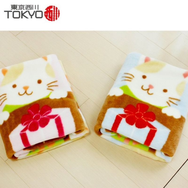 全新 新生兒禮盒 毯子 📣 Tokyo日本東京西川 - 動物生日餐會童毯 粉色 新生兒禮盒