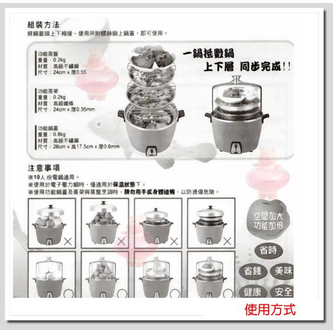 粉紅豬台灣製不鏽鋼增高蓋加高蓋大同電鍋蓋十人份電鍋蓋不鏽鋼電鍋增高蓋適用6 10 15人份電鍋增高蓋