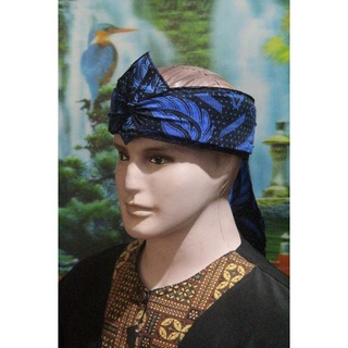 Sunda JAVA HEAD IKET 傳統黑龍兒童和成人上衣 BOLONG baduy 藍色
