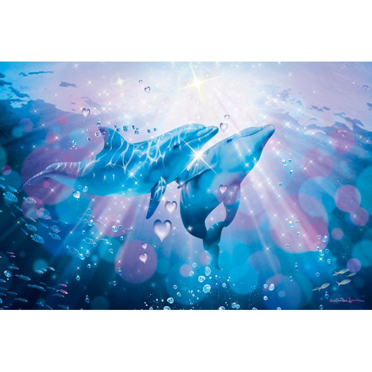 日本進口拼圖 Lassen 海洋 海豚 1000片絕版拼圖，12-022