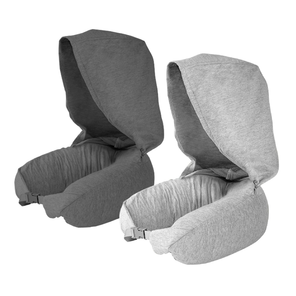 連帽U型枕 旅行U型枕 微粒子 人體工學 護頸枕 旅行枕 護頸枕 頸枕 辦公午睡枕