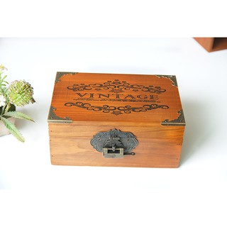 現貨 Aymhouse 鎖盒 收納木盒 收納盒 原木 深木色 木盒 復古鎖頭 中國風 生活雜貨 台灣出貨 OBO19P2