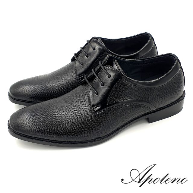 【米蘭鞋都】APOTENO (男) 超纖皮革 綁帶 商務 上班 學生 紳士皮鞋 舒適 透氣 805 黑色